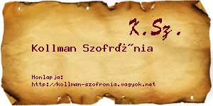 Kollman Szofrónia névjegykártya